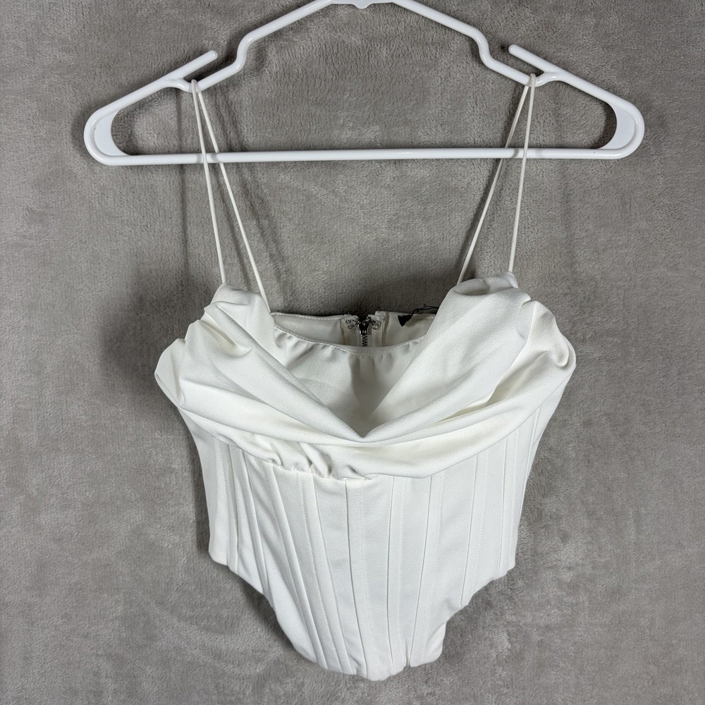Forever 21 White Cowl Neck Corset Top Size S Coquette Regency Royalcore Romantic